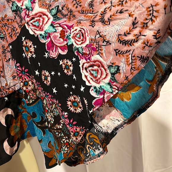 Jaase Boho Floral Multi-color/pattern Flutter Sleeve Crop Top Shirt **Size S** - Picture 4 of 5